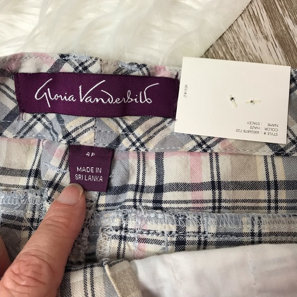 NWT Gloria Vanderbilt 4P Blue & Pink Plaid Capris - Picture 4 of 7